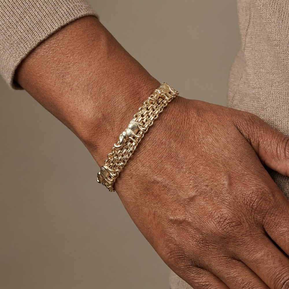 Women Elephant Bracelet OS Premium Gold Planted Bohemian Animal Core